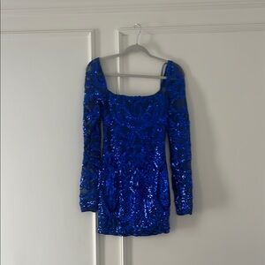 Lucy in the Sky Blue Sequin Long Sleeve Dress
